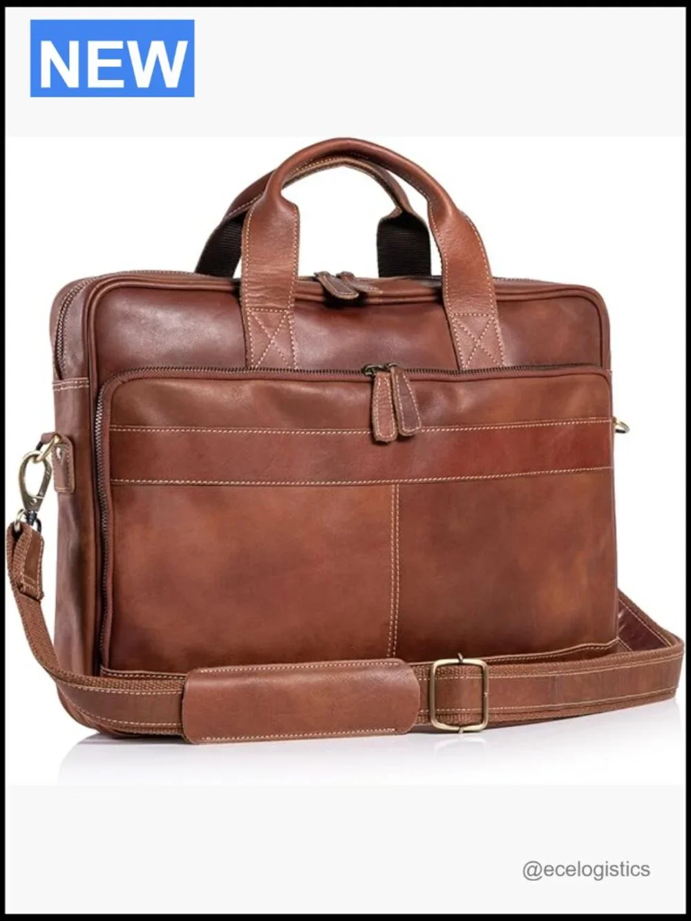 Leather Laptop Messenger Bag 16 inch Briefcase Satchel Trolley Compatible